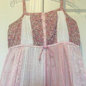 PATCHWORK TIERED BOHO MIDI DRESS